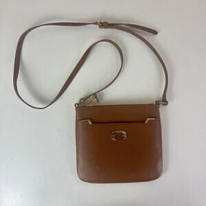 Vintage Ralph Lauren Acadia II Brown Pebbled Leather Crossbody Bag Purse